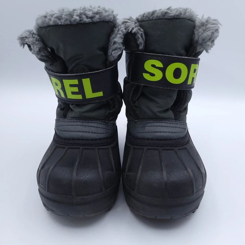 Sorel Commander Winter Snow Boots Fur Lined Waterproof Black Toddler Boys Size 9